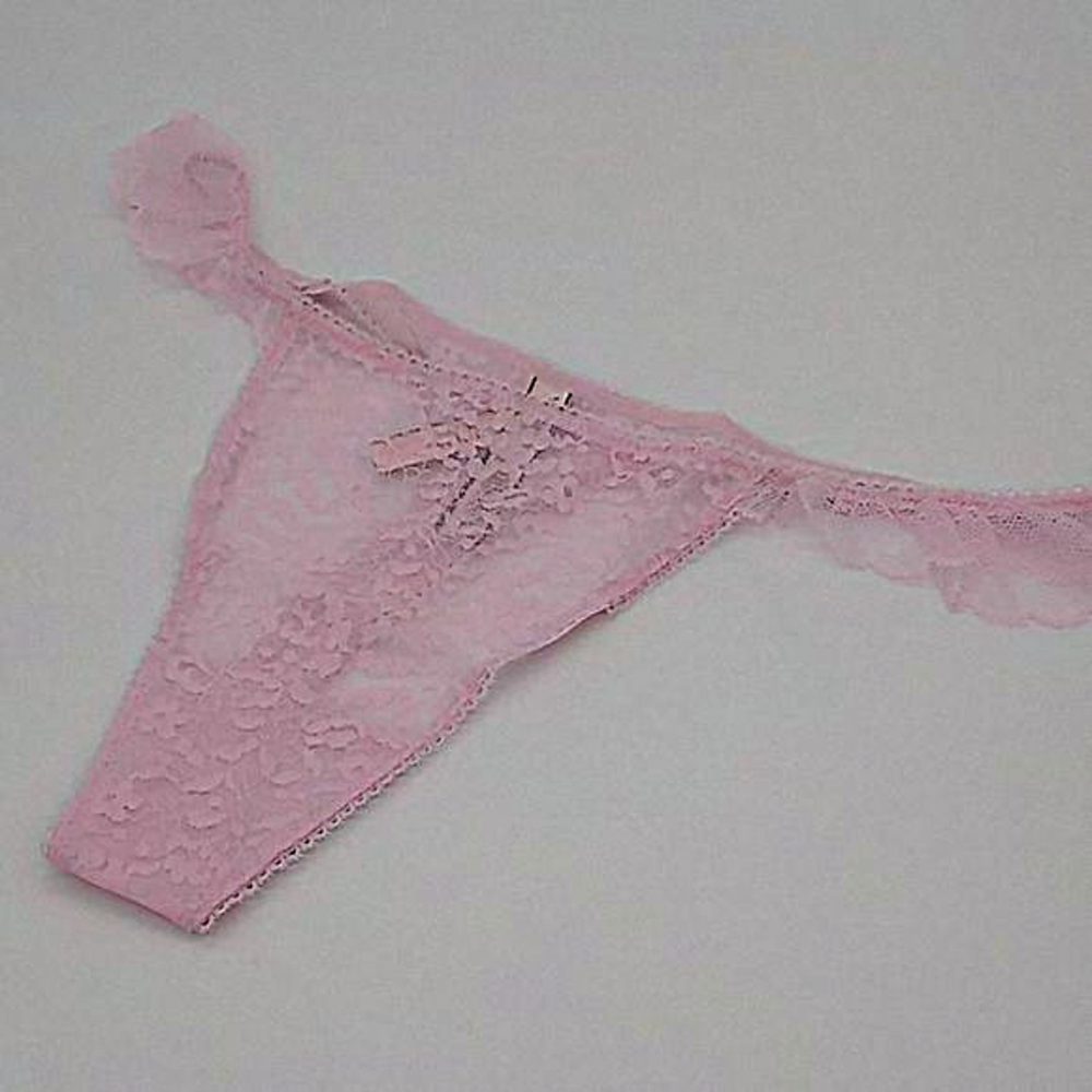 Victoria's Secret "The Lacie" Lacie Ruffle Thong Panty Babydoll Pink L